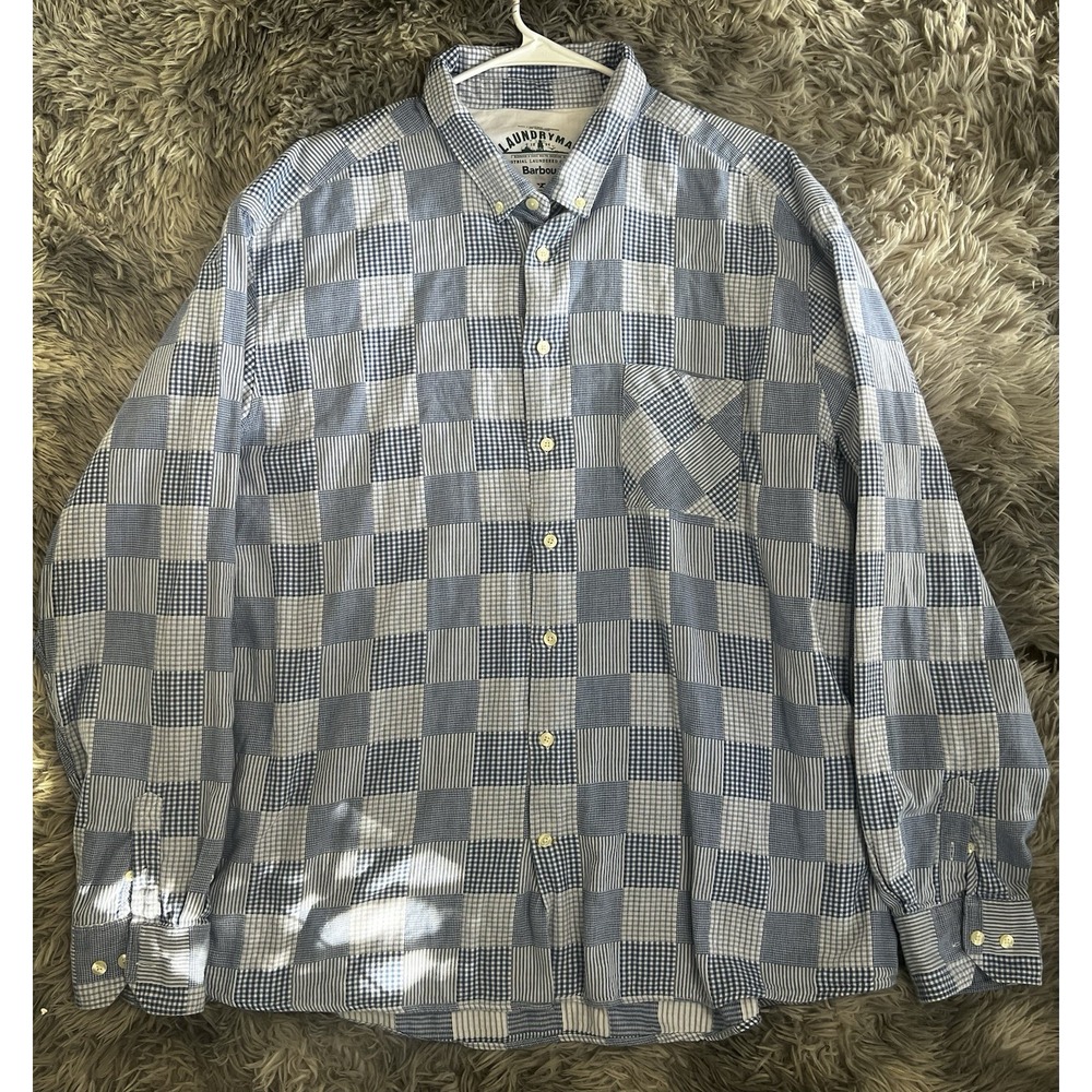 Barbour Button Down Gingham Patchwork Shirt Size … - image 1